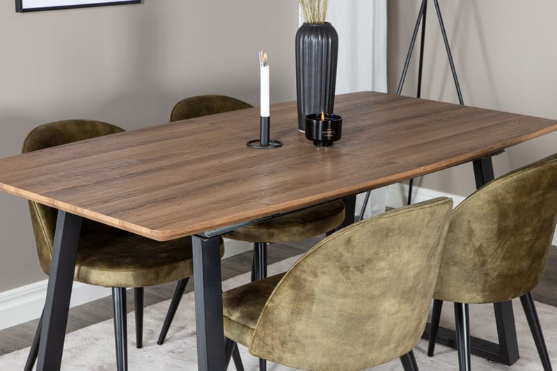 Inca Matgrupp 160 cm Rektangulär med 4 Velvet stolar - Svart - Products - Möbler - Bord & matgrupp - Matgrupp