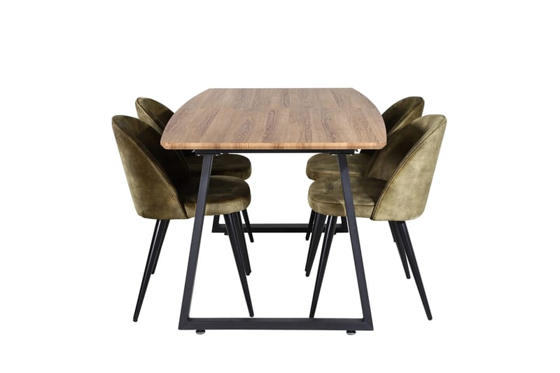 Inca Matgrupp 160 cm Rektangulär med 4 Velvet stolar, Svart