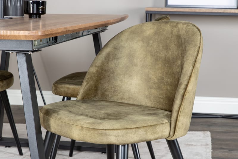 Inca Matgrupp 160 cm Rektangulär med 4 Velvet stolar - Svart - Products - Möbler - Bord & matgrupp - Matgrupp