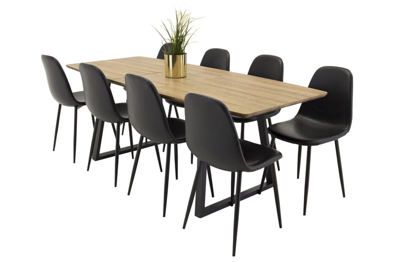 Inca Matgrupp 160 cm Rektangulär med 8 Polar stolar, Svart