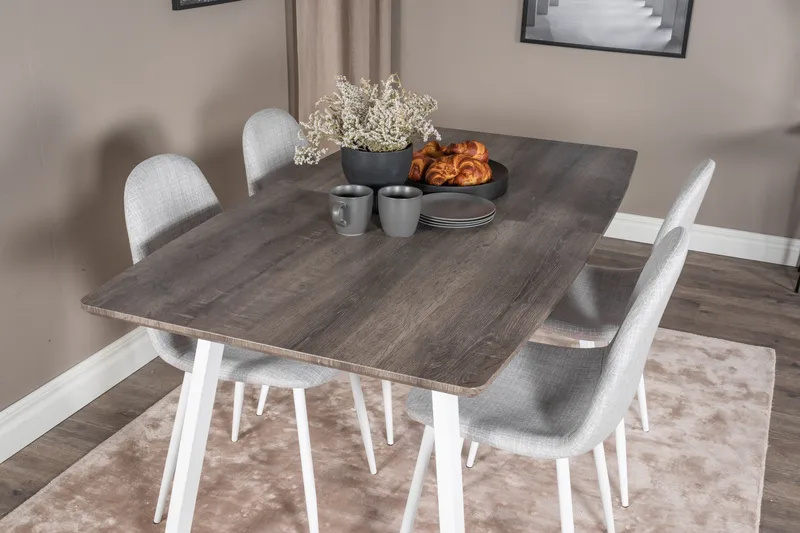 Inca Matgrupp Förlängningsbar 160 cm Rektangulär med 4 Polar stolar - Ljusgrå - Products - Möbler - Bord & matgrupp - Matgrupp