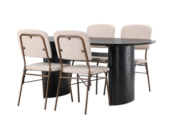 Isolde Matgrupp 180 cm Oval med 4 Seda stolar - Beige - Products - Möbler - Bord & matgrupp - Matgrupp