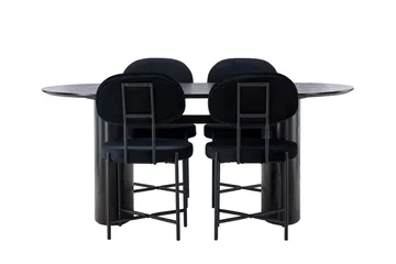 Isolde Matgrupp 180 cm Oval med 4 Stella stolar - Svart - Products - Möbler - Bord & matgrupp - Matgrupp