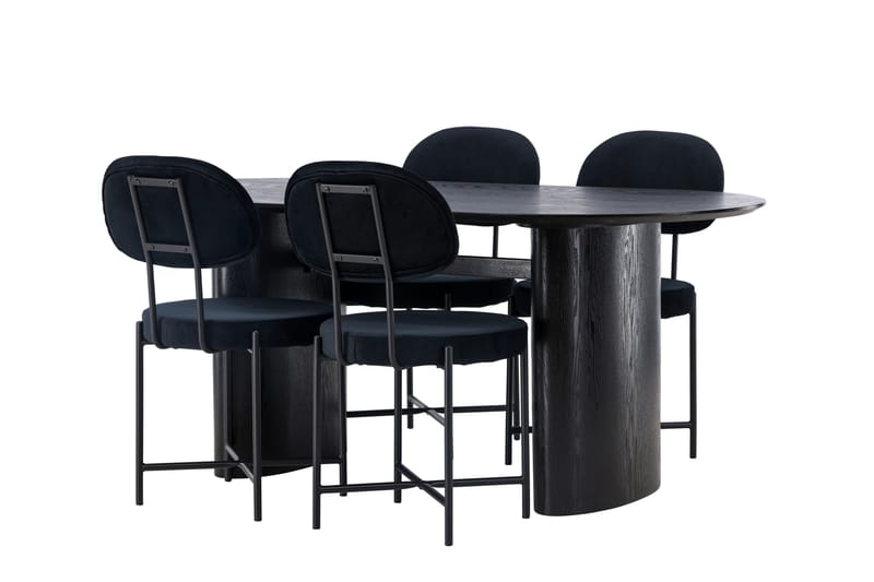 Isolde Matgrupp 180 cm Oval med 4 Stella stolar - Svart - Products - Möbler - Bord & matgrupp - Matgrupp