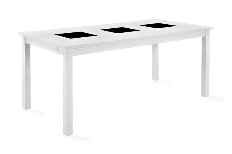Jasmin Förlängningsbart Matbord 180 cm +  6 st Nibe stol grå med svarta ben - Vit/Grå - Products - Möbler - Bord & matgrupp - Matgrupp
