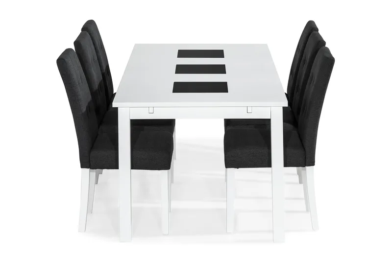 Jasmin Matgrupp 180 cm Rektangulärt matbord med 6 st Viktor Matstolar - Vit / Mörkgrå - Products - Möbler - Bord & matgrupp - Matgrupp