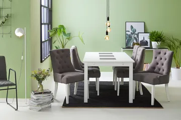 Jasmin Matgrupp med 6 st Viktoria Fåtöljer - Vit/Grå - Products - Möbler - Bord & matgrupp - Matgrupp