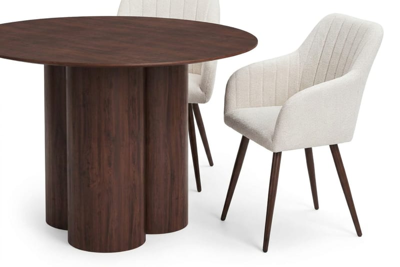 Juno Matgrupp runt 110 cm Valnöt med 4 Filippa Matstolar - Valnöt - Products - Möbler - Bord & matgrupp - Matgrupp