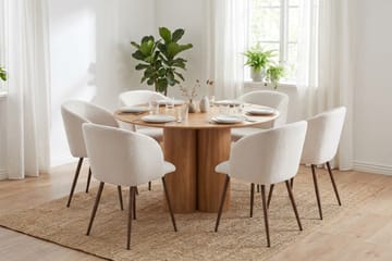 Juno Matgrupp runt 130 cm Ek med 6 Greya Matstolar - Ek - Products - Möbler - Bord & matgrupp - Matgrupp
