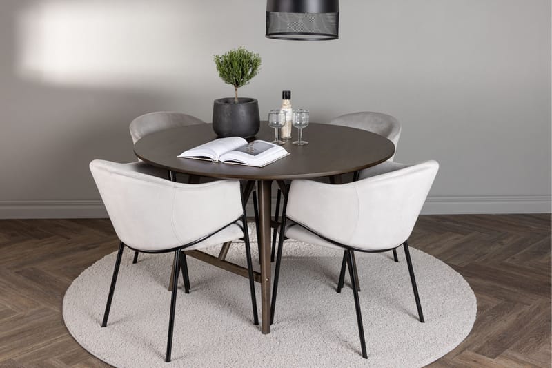 Kaseidon Matgrupp 100 cm Rund med 4 Evelina stolar - Svart - Products - Möbler - Bord & matgrupp - Matgrupp