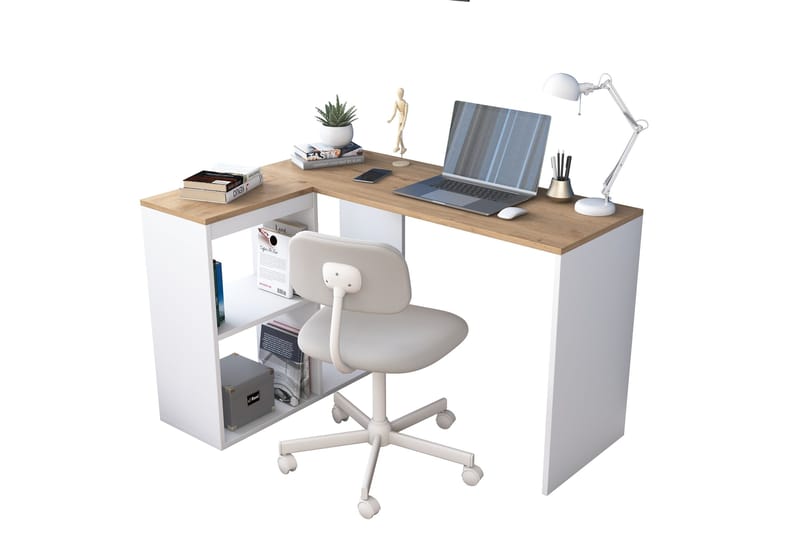 Freal Skrivbord 4 Hyllor 120 cm - Natur/Vit - Products - Möbler - Bord & matgrupp - Kontorsbord - Datorbord