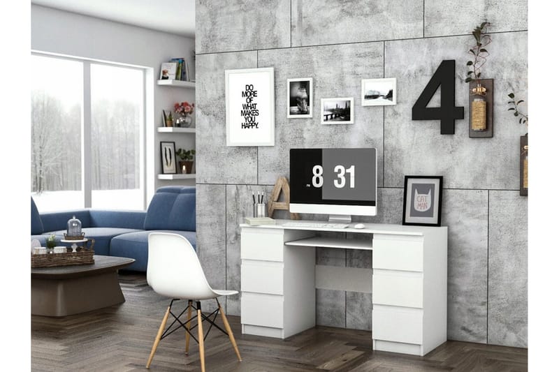 Kubana Skrivbord 130 cm med Förvaring Lådor - Grå/Vit - Products - Möbler - Bord & matgrupp - Kontorsbord - Datorbord