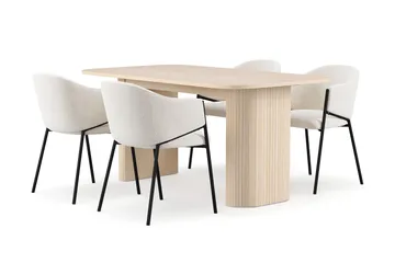 Kopparbo Matbord 160 cm med 4 Filip Matstolar - White / Vit Bouclé - Products - Möbler - Bord & matgrupp - Matgrupp
