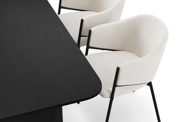 Kopparbo Matbord 180-240 cm Förlängningsbart med 4 Filip Matstolar - Svart / Vit Bouclé - Products - Möbler - Bord & matgrupp - Matgrupp