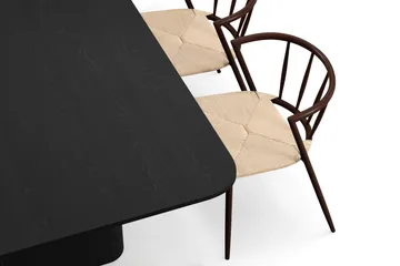 Kopparbo Matbord 180-240 cm Förlängningsbart med 4 Winston Matstolar - Svart / Beige / Metallben Rökt ek - Products - Möbler - Bord & matgrupp - Matgrupp