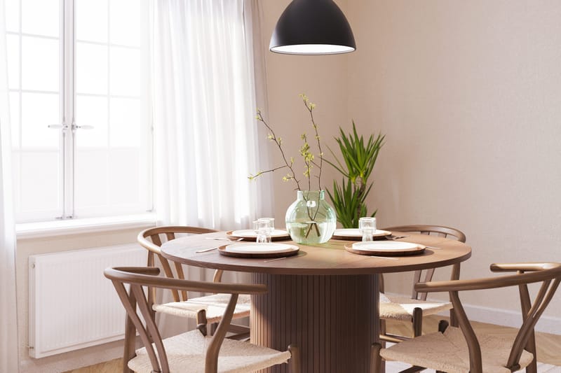 Kopparbo Matgrupp 120 cm Rund med 4 Dastoori Matstol - Mörkbrun - Products - Möbler - Bord & matgrupp - Matgrupp