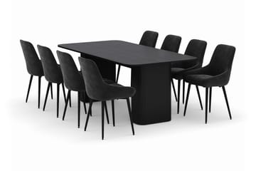 Kopparbo Matgrupp 200-206cm med 8 Alsarp Matstolar - Svart - Products - Möbler - Bord & matgrupp - Matgrupp