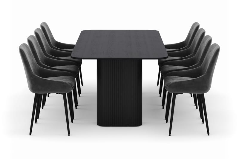 Kopparbo Matgrupp 200-206cm med 8 Alsarp Matstolar - Svart - Products - Möbler - Bord & matgrupp - Matgrupp