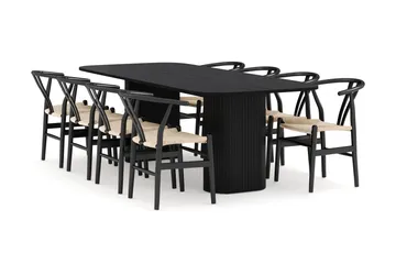 Kopparbo Matgrupp 240 cm med 8 Dastoori Matstol - 2220067-8,2229313-1 - Svart - Products - Möbler - Bord & matgrupp - Matgrupp