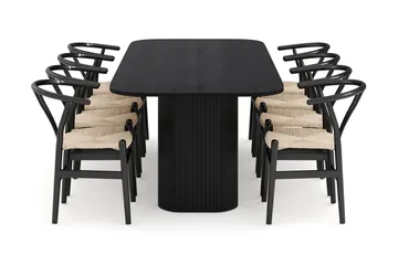 Kopparbo Matgrupp 240 cm med 8 Dastoori Matstolar - Svart - Products - Möbler - Bord & matgrupp - Matgrupp