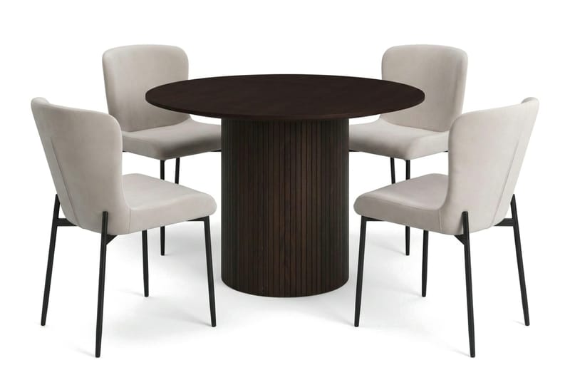 Kopparbo Matgrupp runt 110 cm Rökt Ek med 4 Elsie Matstolar - Rökt ek/Beige - Products - Möbler - Bord & matgrupp - Matgrupp