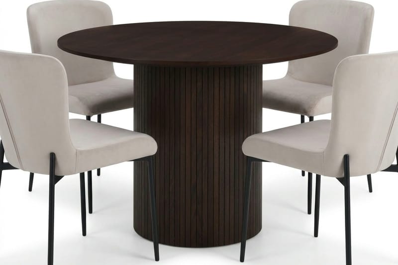 Kopparbo Matgrupp runt 110 cm Rökt Ek med 4 Elsie Matstolar - Rökt ek/Beige - Products - Möbler - Bord & matgrupp - Matgrupp