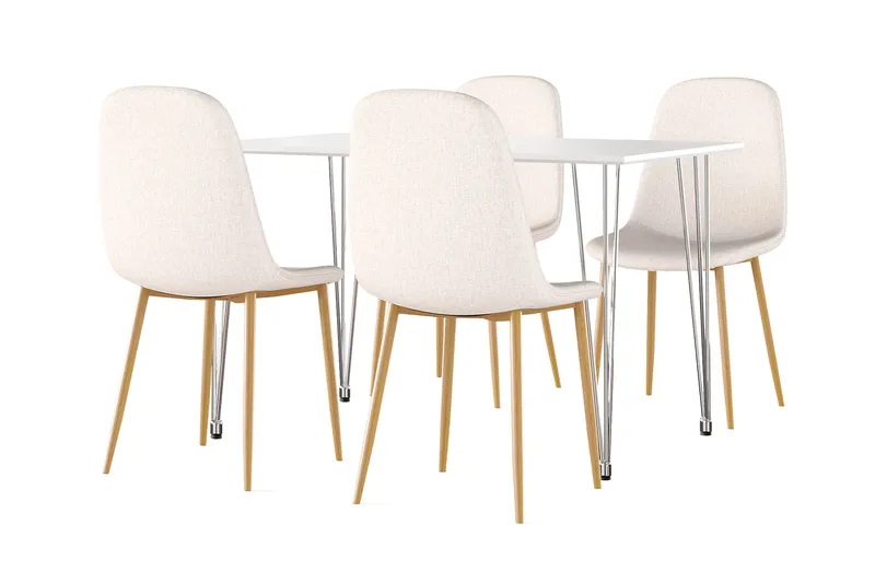 Kronblom Matbord 120 cm +  4 st Nibe stol beige med ek ben - Vit/Beige - Products - Möbler - Bord & matgrupp - Matgrupp