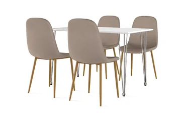 Kronblom Matbord 120 cm +  4 st Nibe stol brun med ek ben - Vit/Brun - Products - Möbler - Bord & matgrupp - Matgrupp