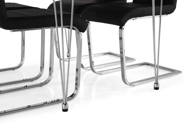 Kronblom Matgrupp 120 cm med 4 Cibus Stol - Vit/Krom/Svart PU - Products - Möbler - Bord & matgrupp - Matgrupp