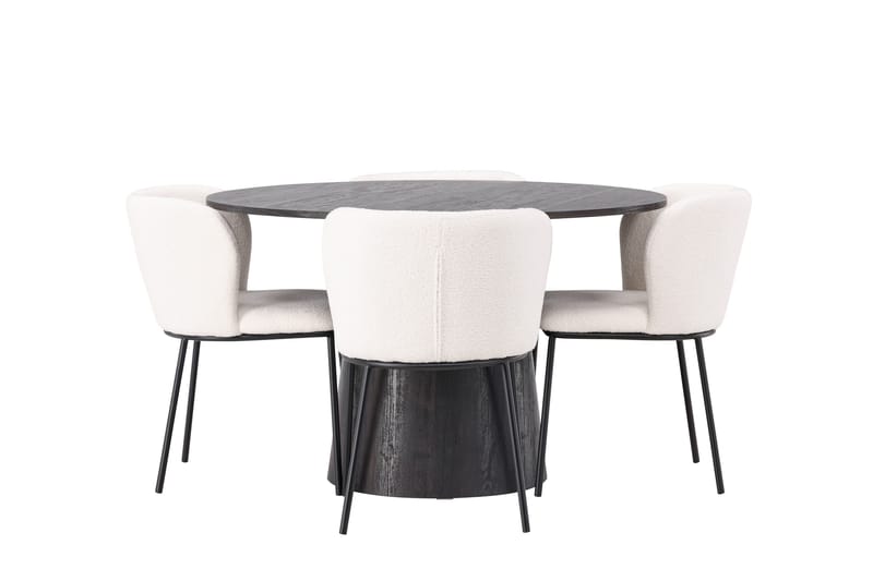 Lanzo Matgrupp 120 cm Rund med 4 Edina Stolar - Mocca - Products - Möbler - Bord & matgrupp - Matgrupp