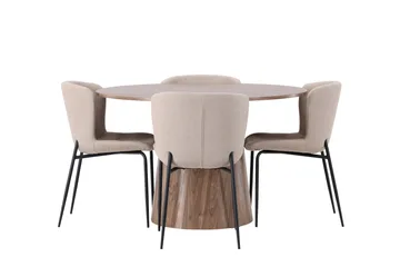 Lanzo Matgrupp 120 cm Rund med 4 Modesto Stolar - Natur - Products - Möbler - Bord & matgrupp - Matgrupp
