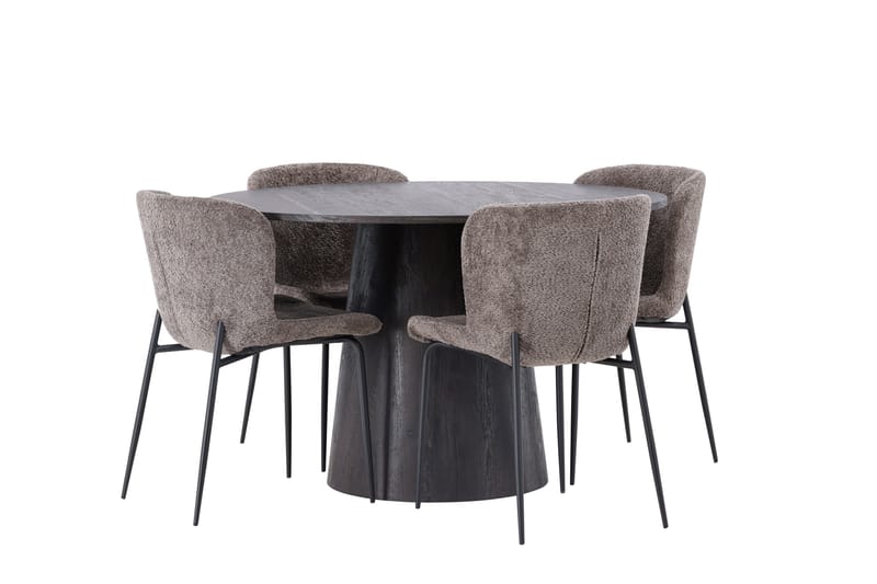 Lanzo Matgrupp 120 cm Rund med 4 Modesto stolar - Svart - Products - Möbler - Bord & matgrupp - Matgrupp