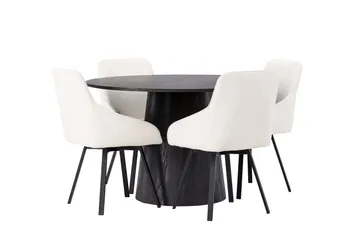 Lanzo Matgrupp 120 cm Rund med 4 Rosie stolar - Beige - Products - Möbler - Bord & matgrupp - Matgrupp