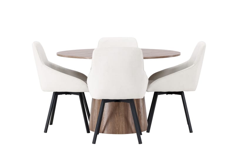 Lanzo Matgrupp 120 cm Rund med 4 Rosie Stolar - Natur - Products - Möbler - Bord & matgrupp - Matgrupp