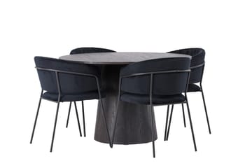 Lanzo Matgrupp 120 cm Rund med 4 Selma Stolar - Svart - Products - Möbler - Bord & matgrupp - Matgrupp