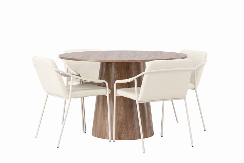 Lanzo Matgrupp 120 cm Rund med 4 Tvist Stolar - Natur - Products - Möbler - Bord & matgrupp - Matgrupp