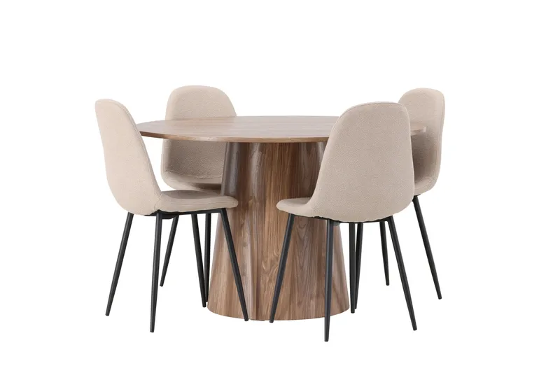 Lanzo Matgrupp 120 cm Rund med 4 Polar Stolar - Natur - Products - Möbler - Bord & matgrupp - Matgrupp