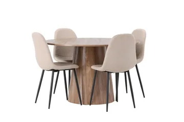 Lanzo Matgrupp 120 cm Rund med 4 Polar Stolar - Natur - Products - Möbler - Bord & matgrupp - Matgrupp