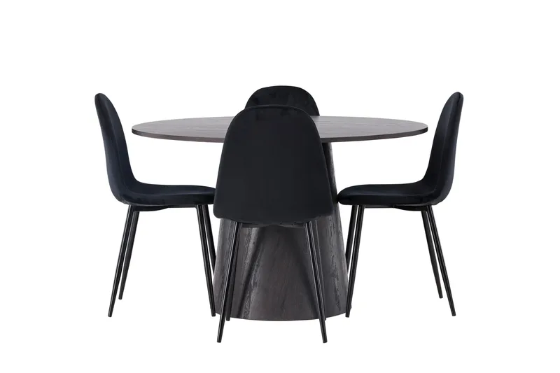 Lanzo Matgrupp 120 cm Rund med 4 Polar stolar - Svart - Products - Möbler - Bord & matgrupp - Matgrupp