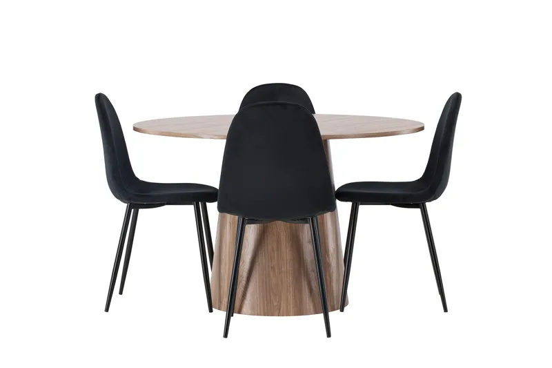Lanzo Matgrupp 120 cm Rund med 4 Polar Stolar - Natur - Products - Möbler - Bord & matgrupp - Matgrupp