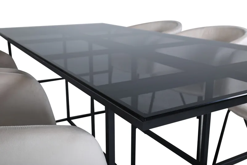 Leif Matgrupp 200 cm Rektangulär med 6 Berit stolar - Beige - Products - Möbler - Bord & matgrupp - Matgrupp