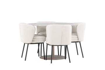 Lycke Matgrupp 110 cm Rund med 4 Agnes stolar - Beige/Vit - Products - Möbler - Bord & matgrupp - Matgrupp