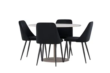 Lycke Matgrupp 110 cm Rund med 4 Night stolar - Beige/Svart - Products - Möbler - Bord & matgrupp - Matgrupp