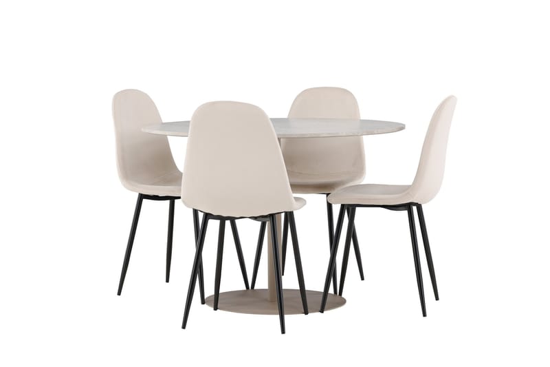 Lycke Matgrupp 110 cm Rund med 4 Polar stolar - Beige/Beige - Products - Möbler - Bord & matgrupp - Matgrupp