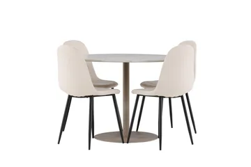 Lycke Matgrupp 110 cm Rund med 4 Polar stolar - Beige/Beige - Products - Möbler - Bord & matgrupp - Matgrupp