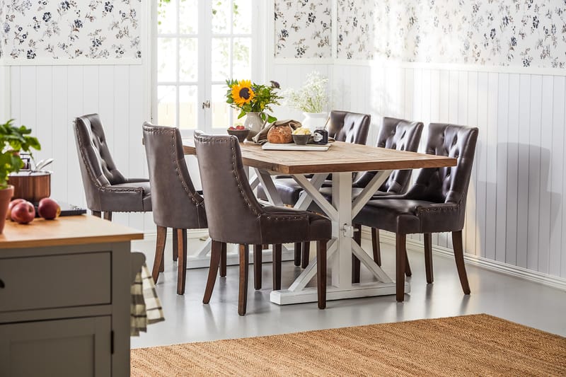 Lyon Förlängningsbar Matgrupp 200 cm med 6 Tuva Stol - Natur/Vit/Brun - Products - Möbler - Bord & matgrupp - Matgrupp