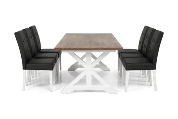 Lyon Förlängningsbar Matgrupp 200 cm med 6 Viktor Stol - Natur/Vit/Svart - Products - Möbler - Bord & matgrupp - Matgrupp