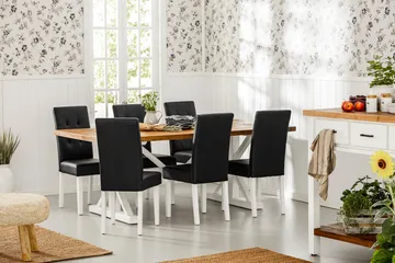 Lyon Förlängningsbar Matgrupp 200 cm med 6 Viktor Stol - Natur/Vit/Svart - Products - Möbler - Bord & matgrupp - Matgrupp