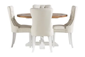 Lyon Matgrupp 120 cm Rund inkl 4 Bergviken Stolar - Brun/Vit - Products - Möbler - Bord & matgrupp - Matgrupp