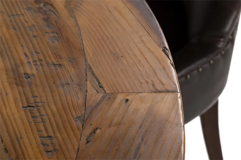 Lyon Matgrupp 150 cm Rund Mörkt trä med 6 Tuva Stolar - Vintage Alm / Brun Pu - Products - Möbler - Bord & matgrupp - Matgrupp